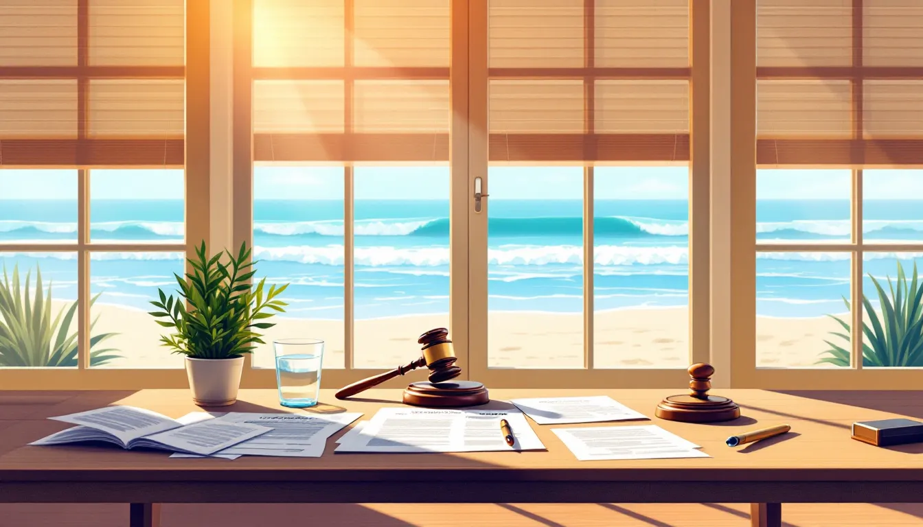 Visual representation of the probate process with documents and legal symbols.