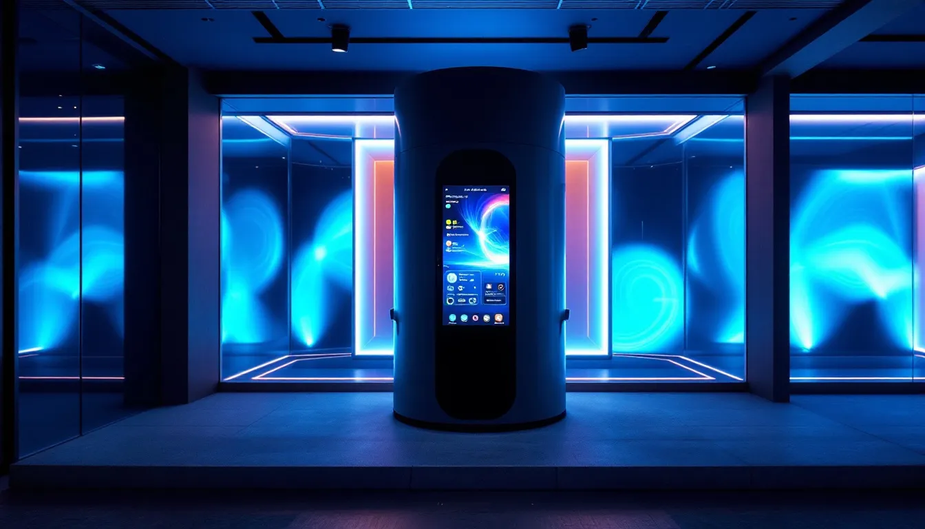 A corporate event featuring an AI photo booth that enhances guest engagement.