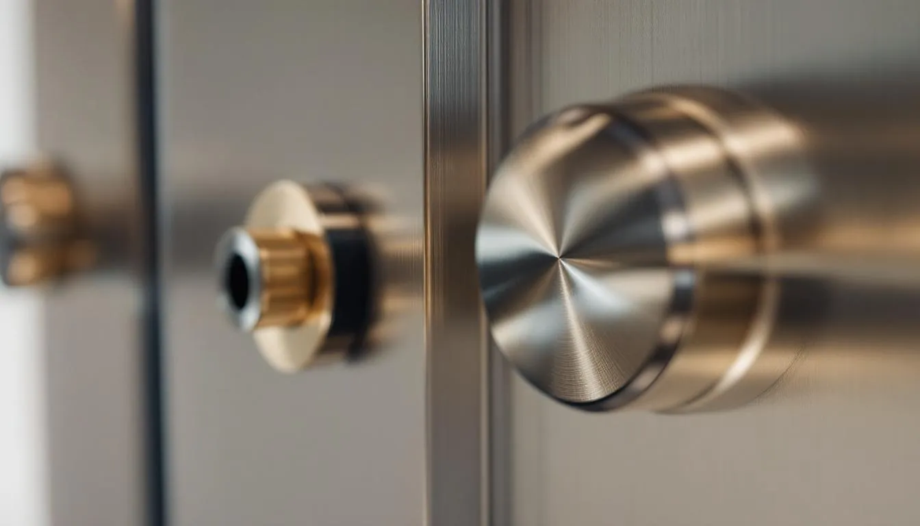 High-quality metals like hardened steel and brass used in electronic locks for maximum security.
