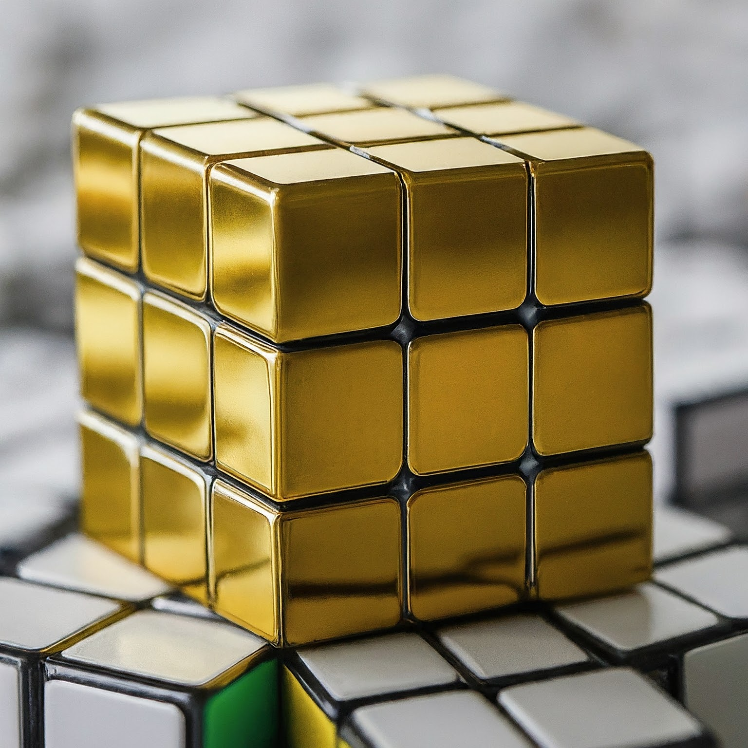  A classic Rubik's cube with all golden sides, symbolizing an underfitted machine learning model. 
