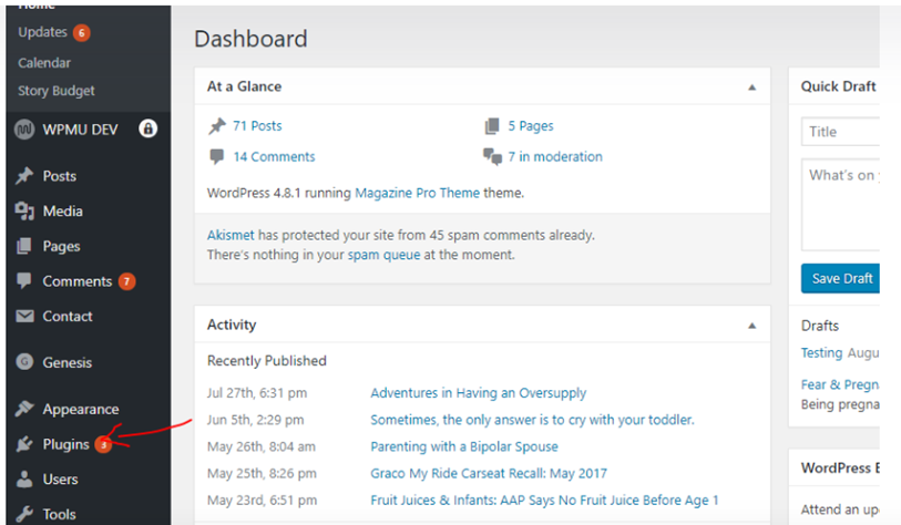 WordPress Dashboard