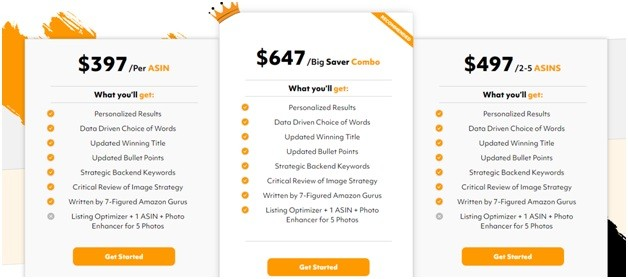 zonbase review - listing optimizer pricing screenshot