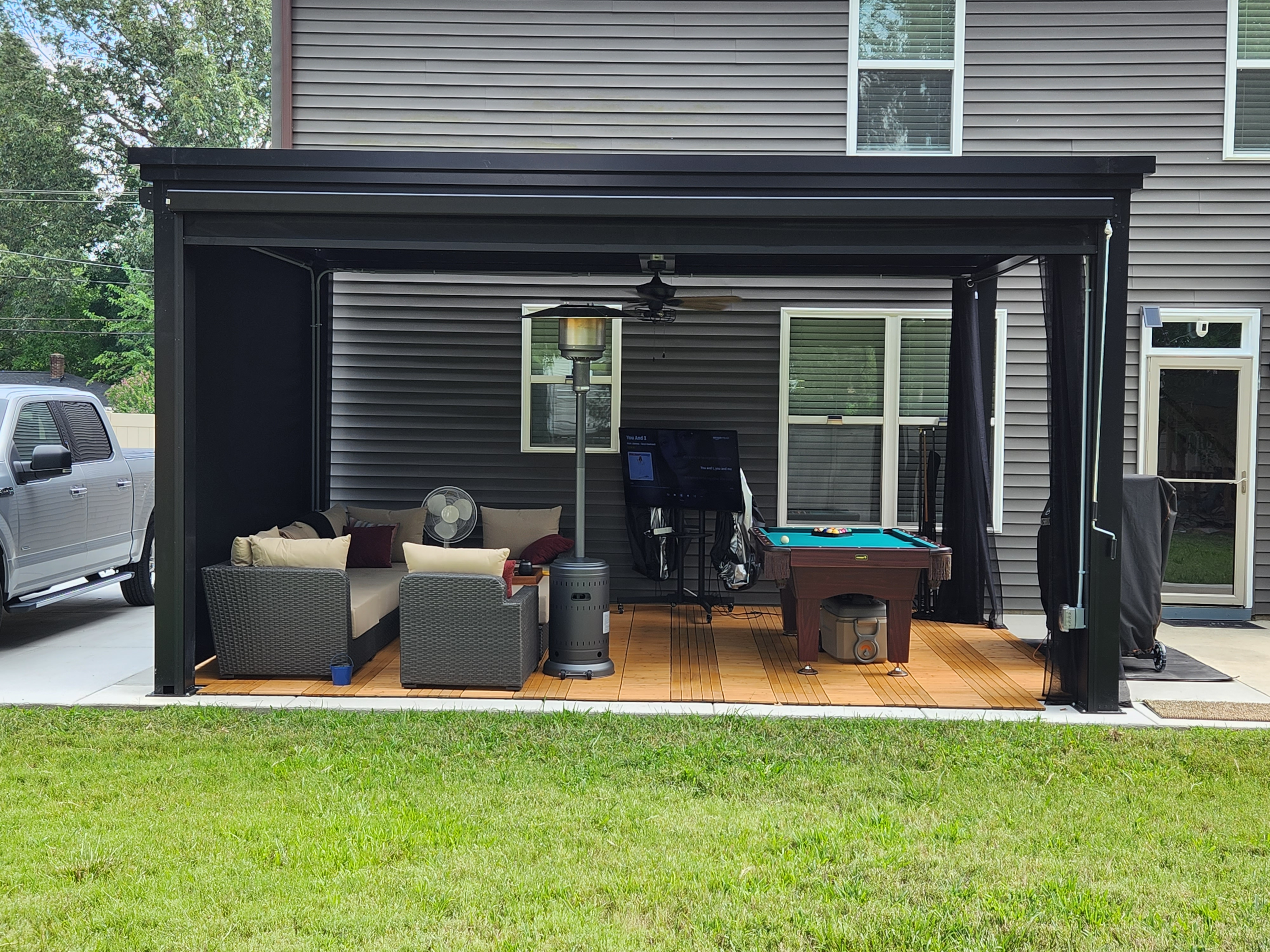 best outdoor solution to getting shade on sides of your pergola is the outdoor shade from The Luxury Pergola