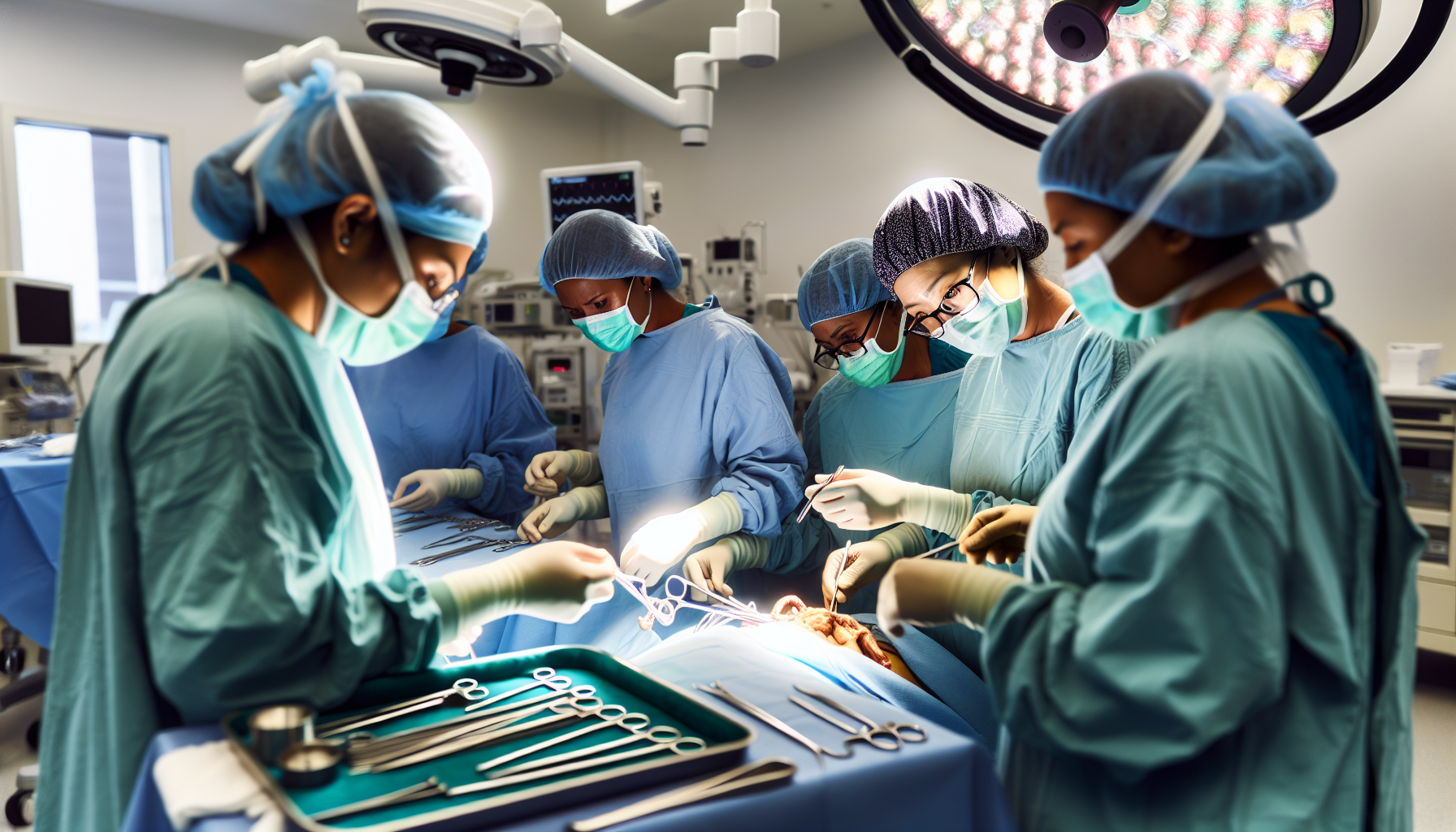 Surgical removal of colon cancer tumor