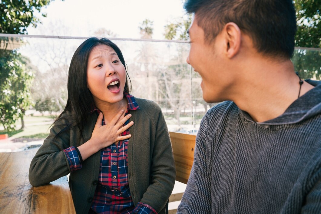 Woman explaining herself