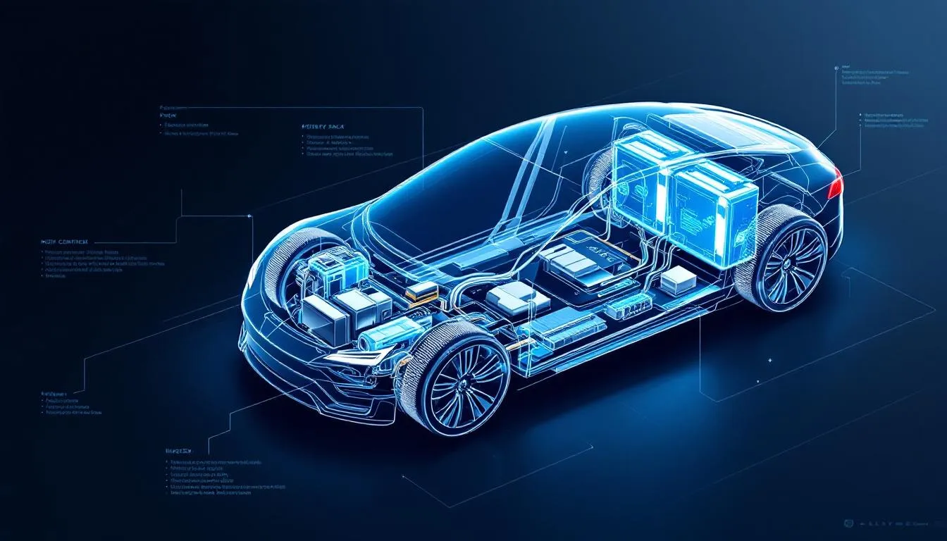 An illustration of common electrical system components in electric vehicles.