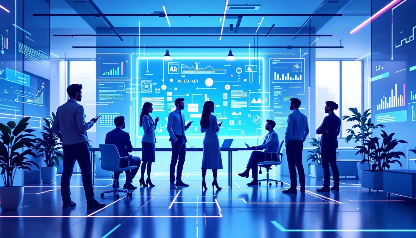 A conceptual image illustrating AI transforming the hiring process.