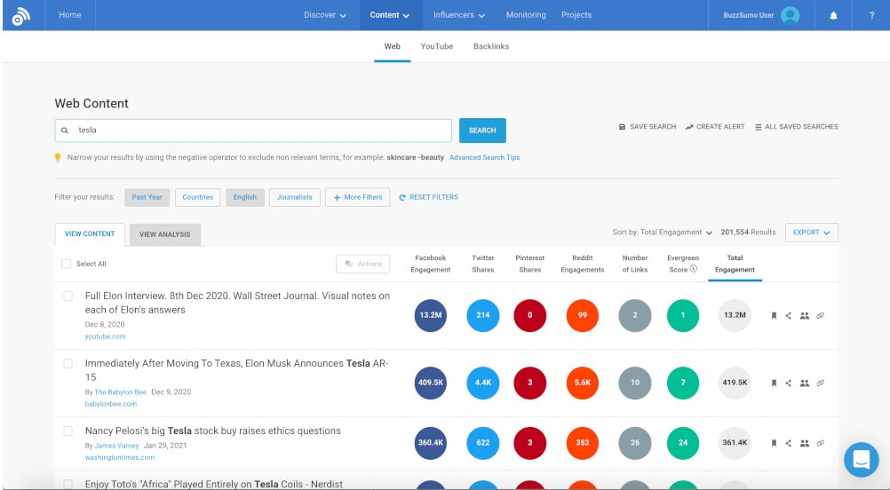 BuzzSumo - competitor monitoring tool that will boost your content marketing