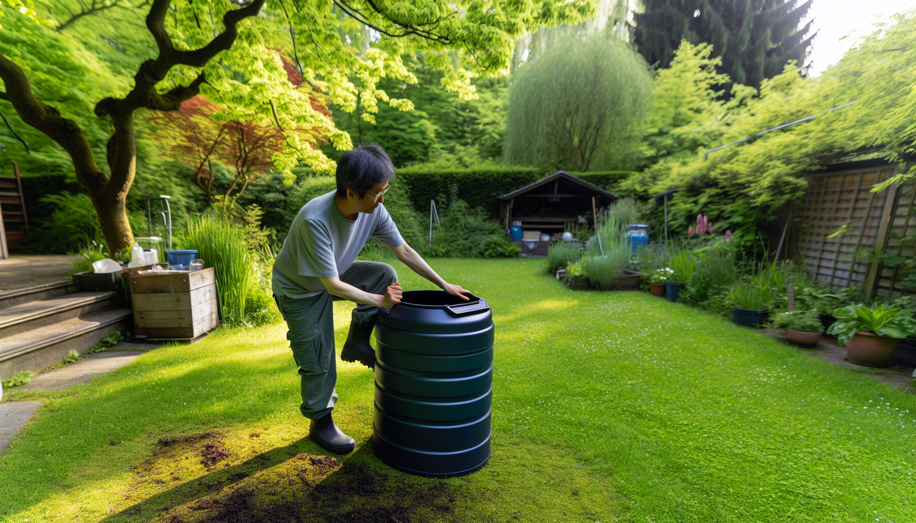 Setting up a compost bin in an outdoor space