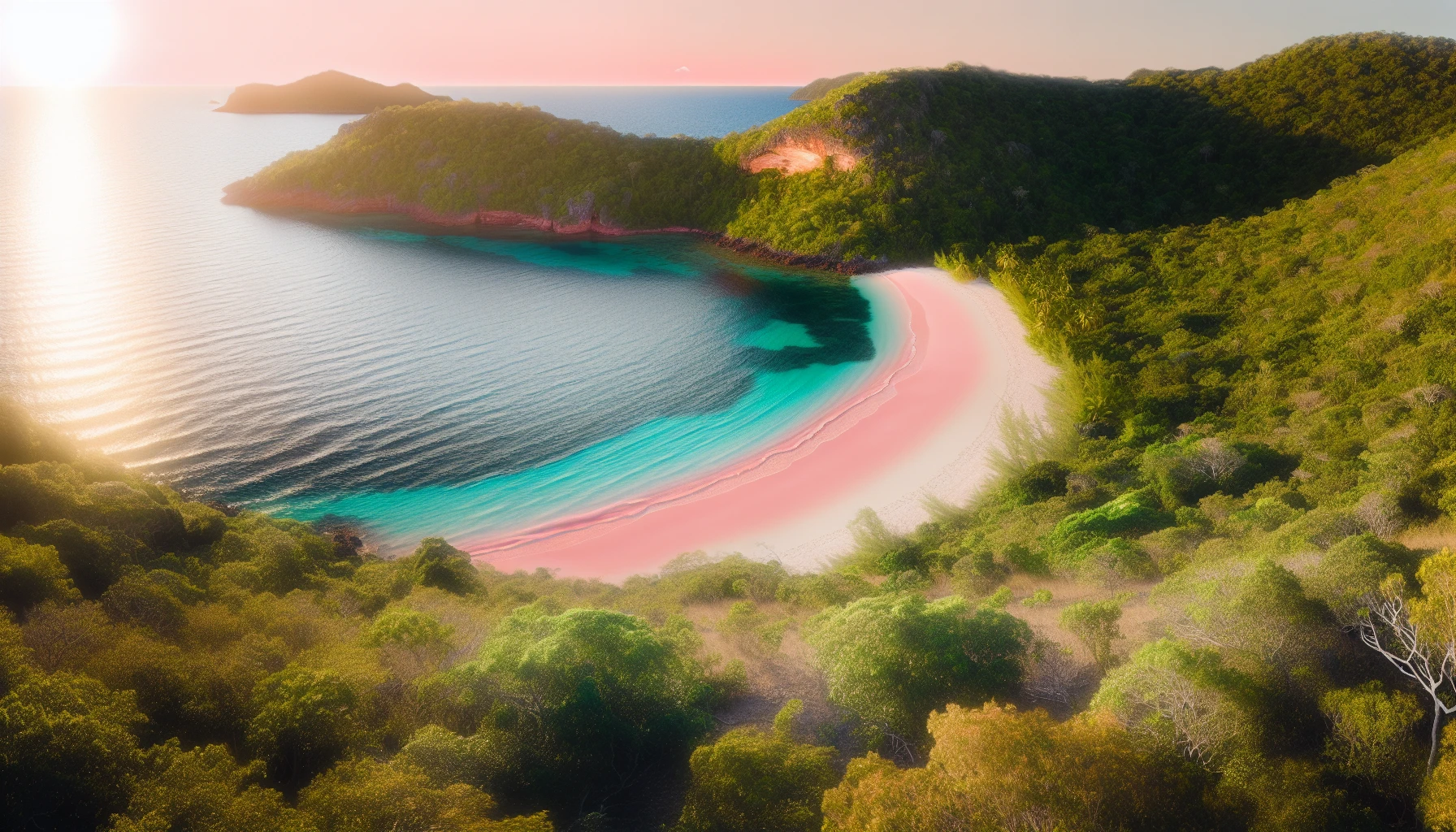 Beautiful pink sand beach with calm waters