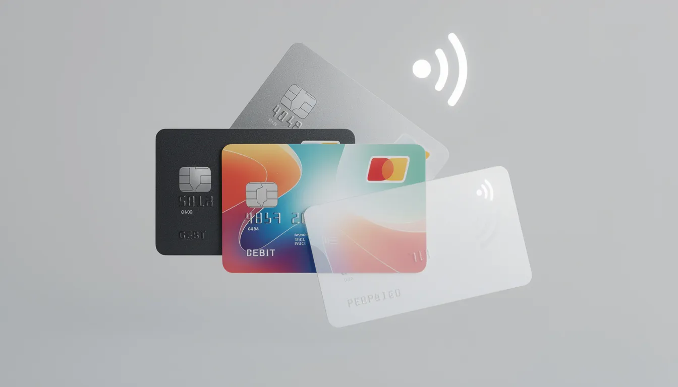 The image features a variety of payment cards, including credit and debit cards, alongside a contactless payment symbol, representing modern payment solutions for businesses. This visual emphasizes the importance of accepting payments efficiently at the point of sale, enhancing the customer experience in the world of commerce.