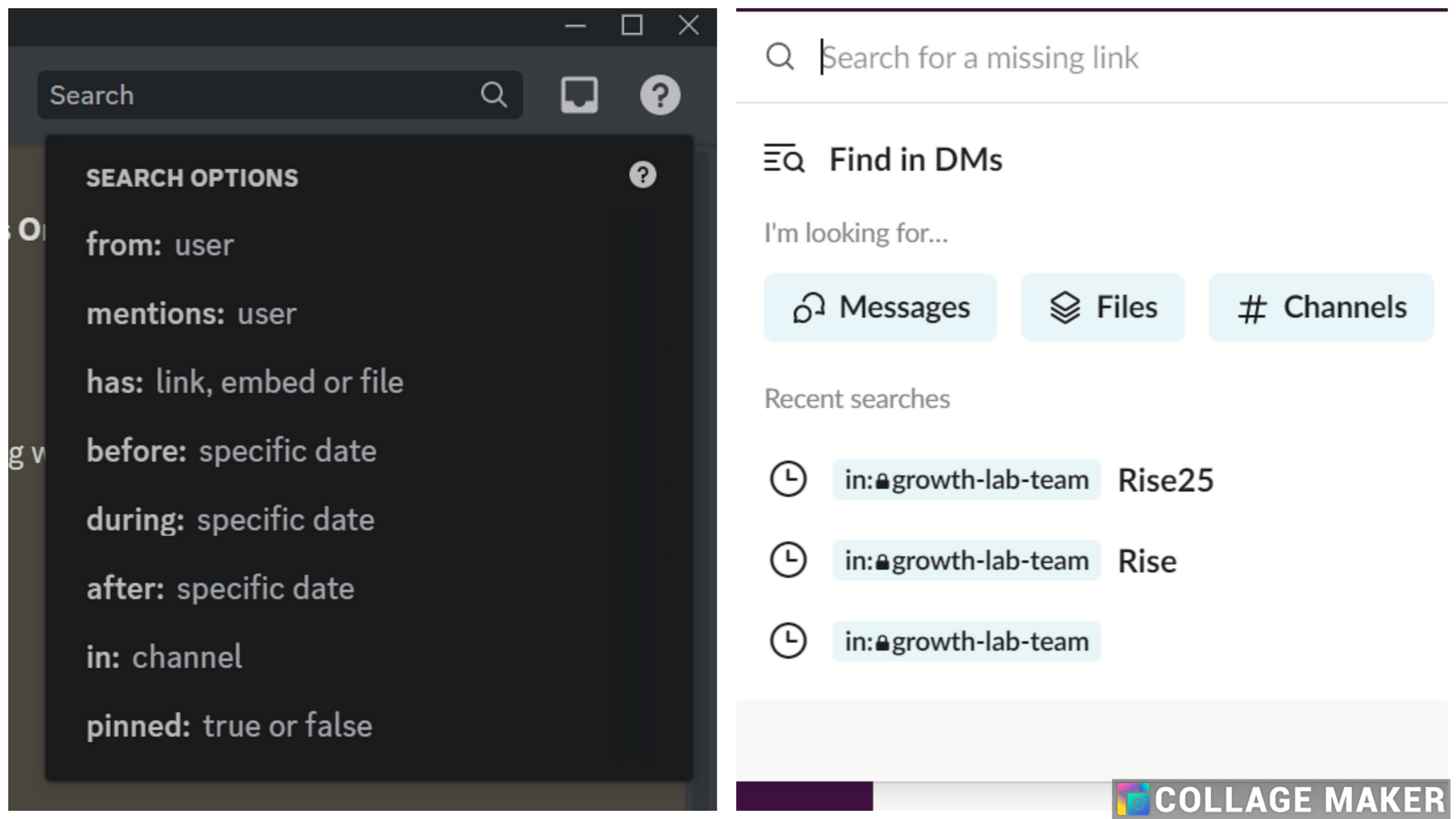 Discord vs Slack search function