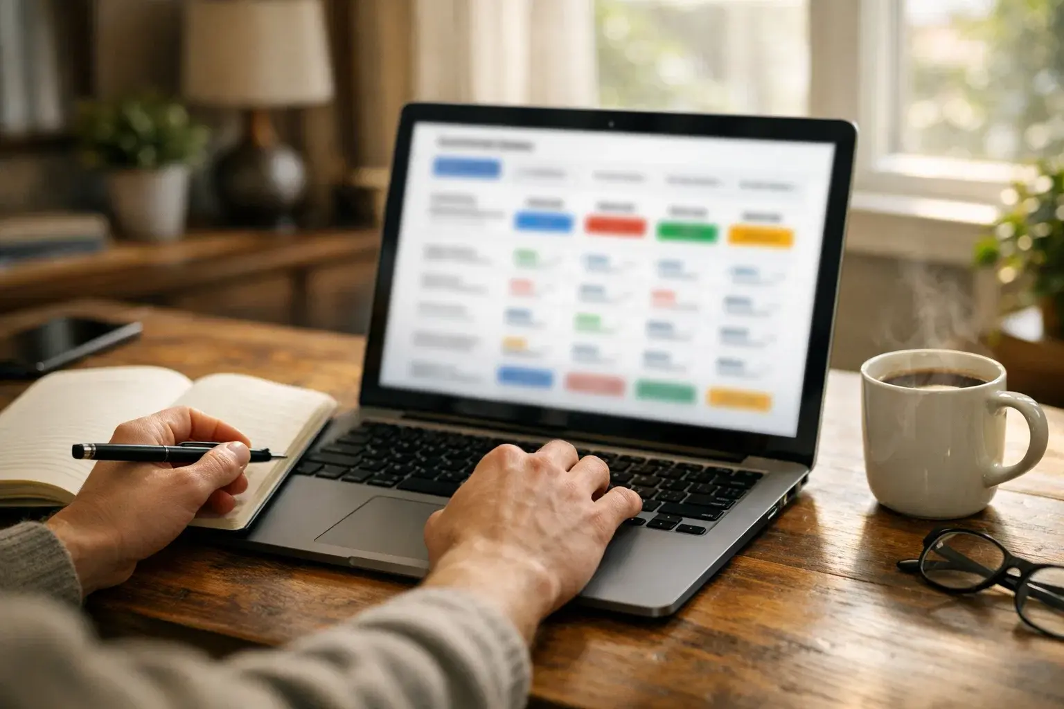 Person researching insurance providers online using search engines