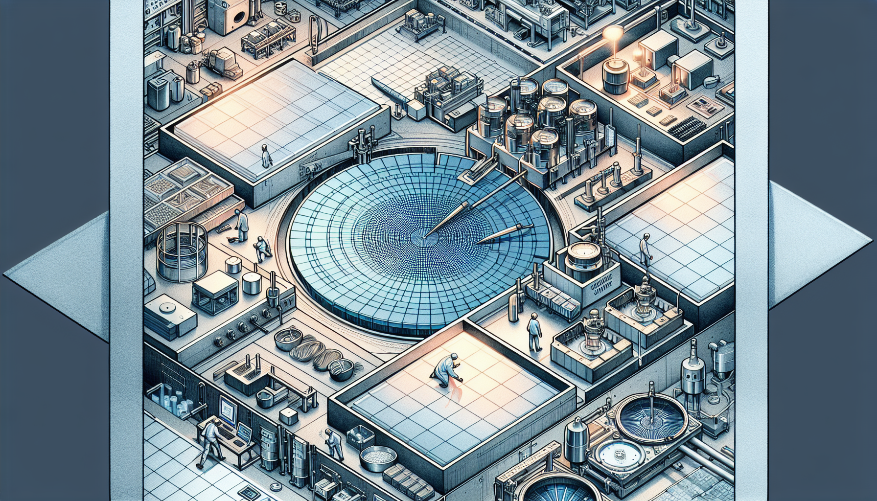 Illustration of silicon wafer production