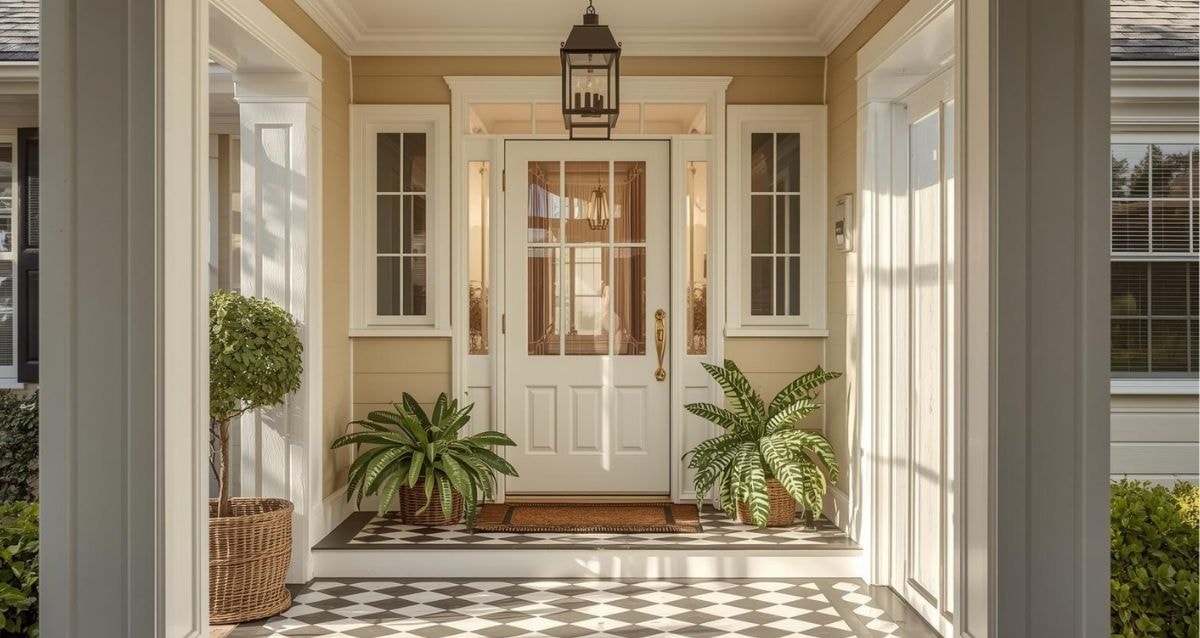 Checkerboard tiles for an entryway