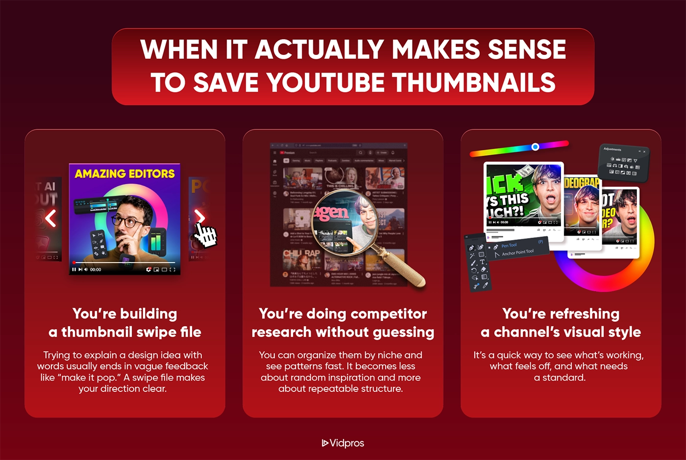 A clean 3-card checklist that shows the three use cases at a glance. Three side-by-side cards with simple icons + short copy.