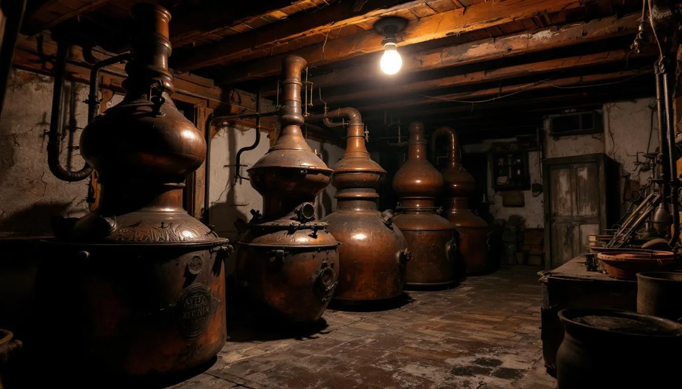 Artisan copper stills showcasing unique features.