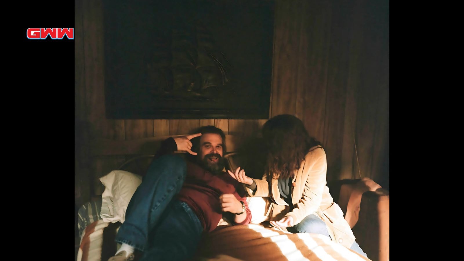 Winona Ryder as Joyce Byers and David Harbour as Jim Hopper in Stranger Things season 5