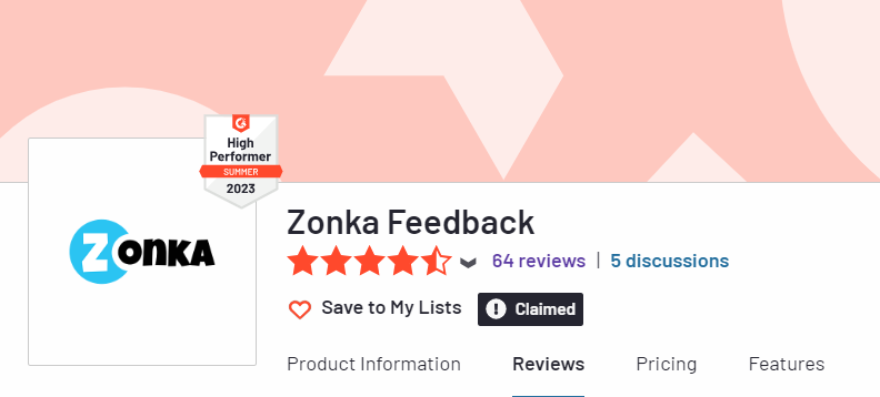 Survey tools G2 Review- Zonka Feedback 