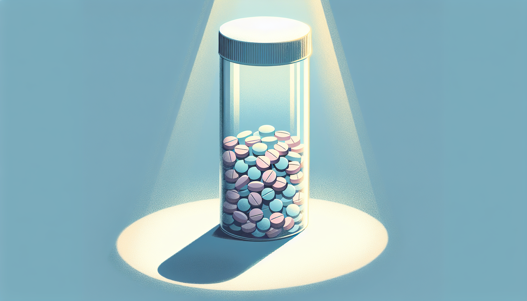 Ilustración de un frasco de medicamentos antidepresivos