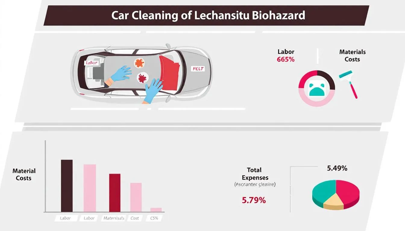 Breakdown of biohazard car cleaning costs, highlighting labor and material expenses.