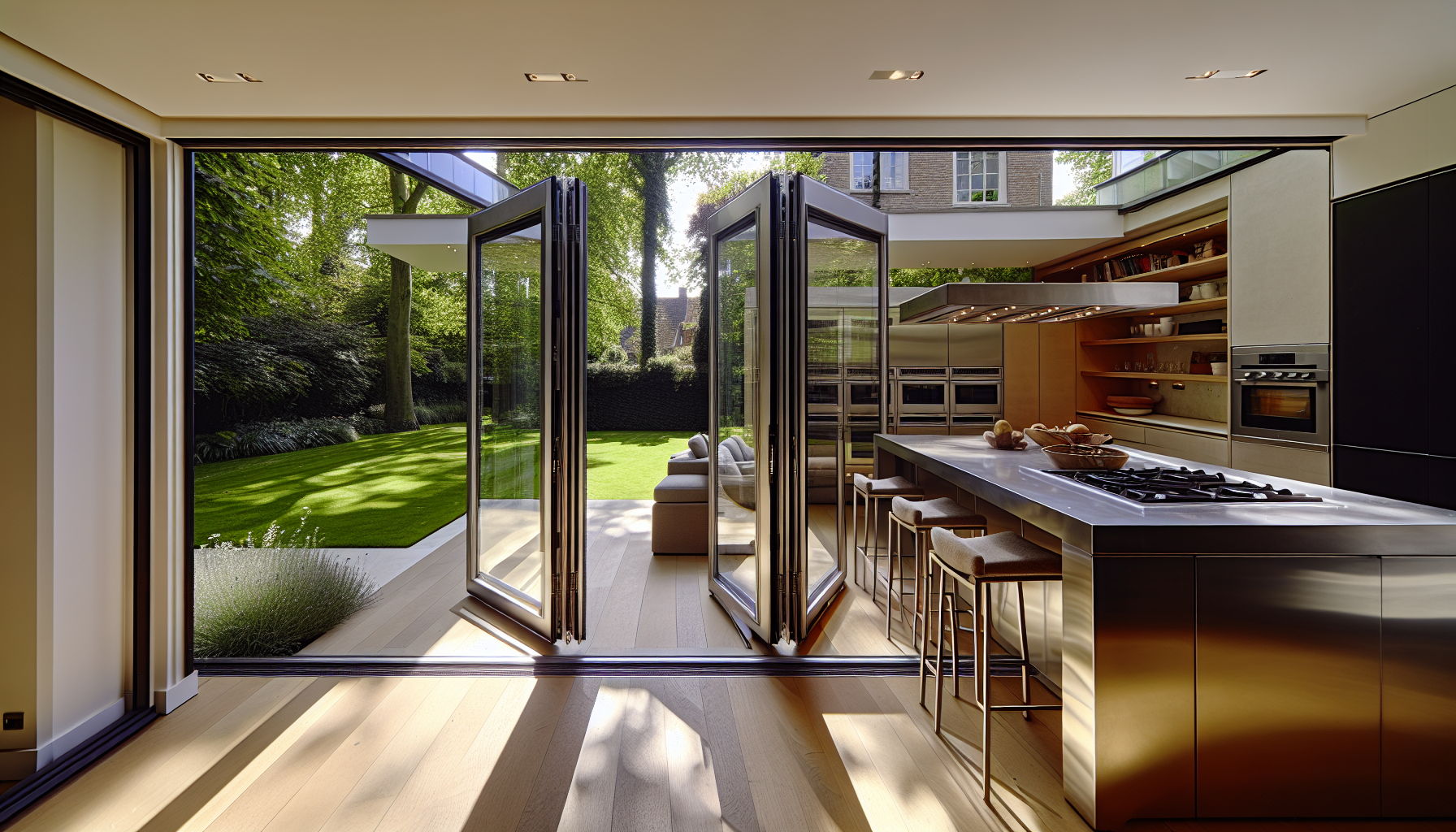Seamless indoor-outdoor connection in luxury modern kitchen design