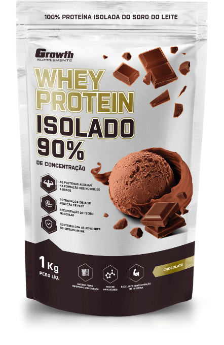 Whey protein isolado da Growth, ideal para intolerantes à lactose. Fonte da imagem: site oficial da marca.