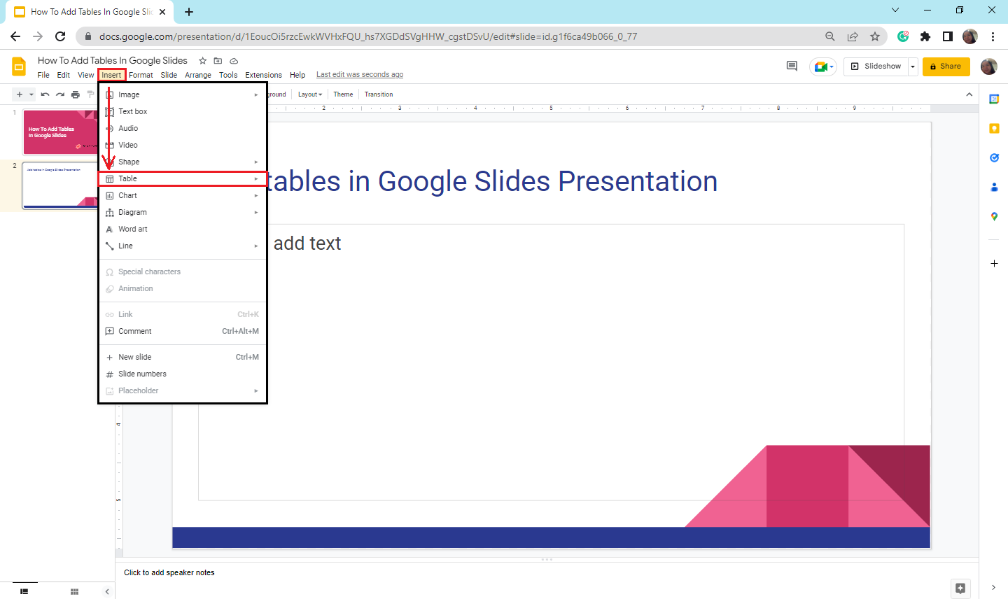 How To Do Tables In Google Slides