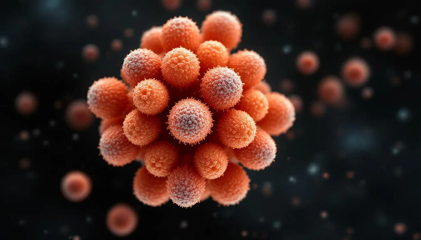 The image displays a microscopic view of parvovirus particles, illustrating their small and resilient structure, which is crucial in understanding canine parvovirus infections that can severely affect unvaccinated puppies and adult dogs. This highly contagious virus can lead to severe illness, including vomiting and diarrhea, particularly in dogs with weakened immune systems.