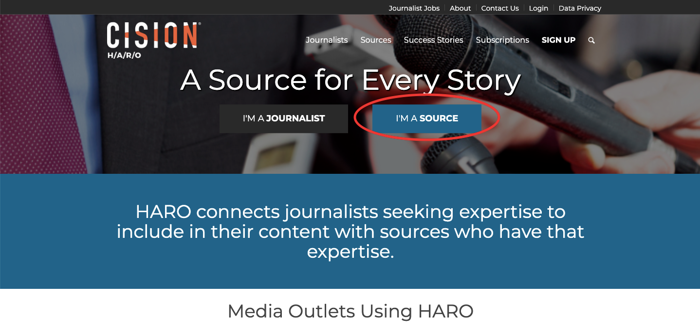 Sign up for HARO as a source
