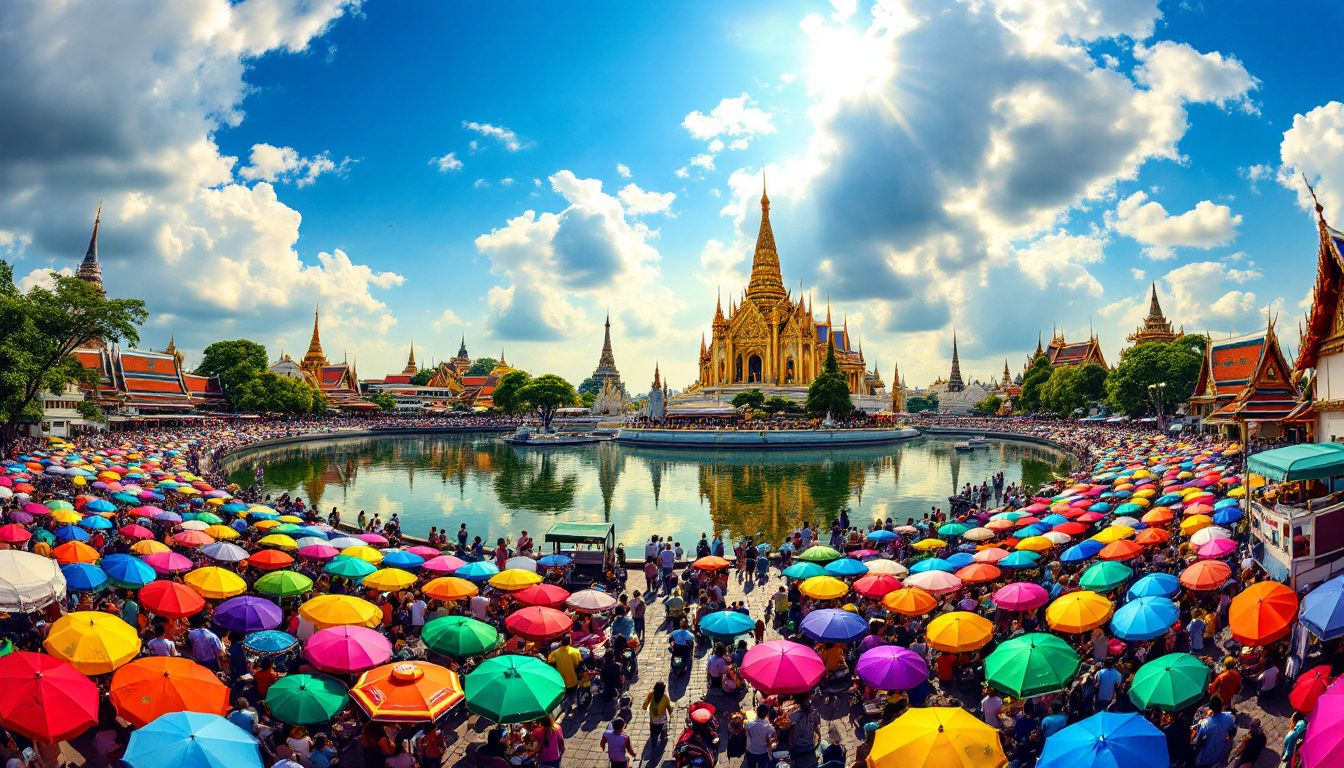A scenic view of the Grand Palace and Wat Phra Kaew in Bangkok.