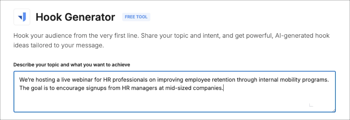 easy hook generator &ndash; free Landingi tool