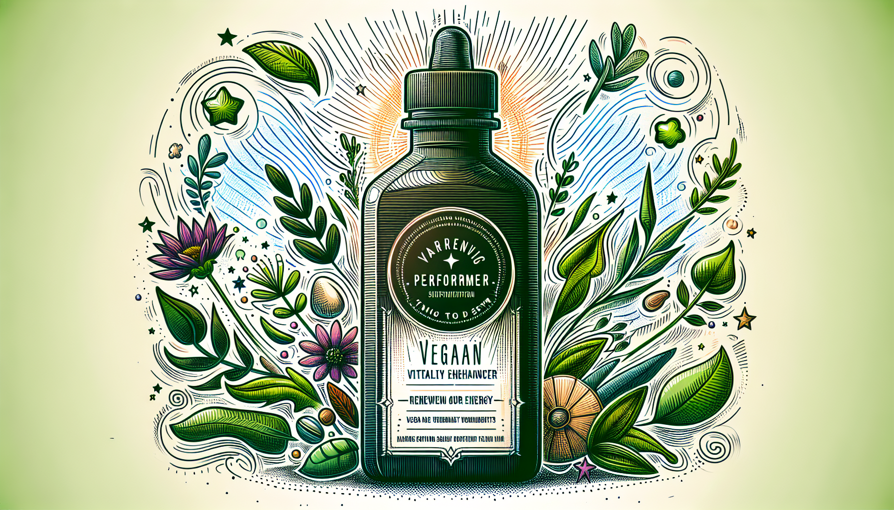 Een artistieke afbeelding van Marxill Performer, een vegan erectiekuur die natuurlijke vitaliteit ondersteunt