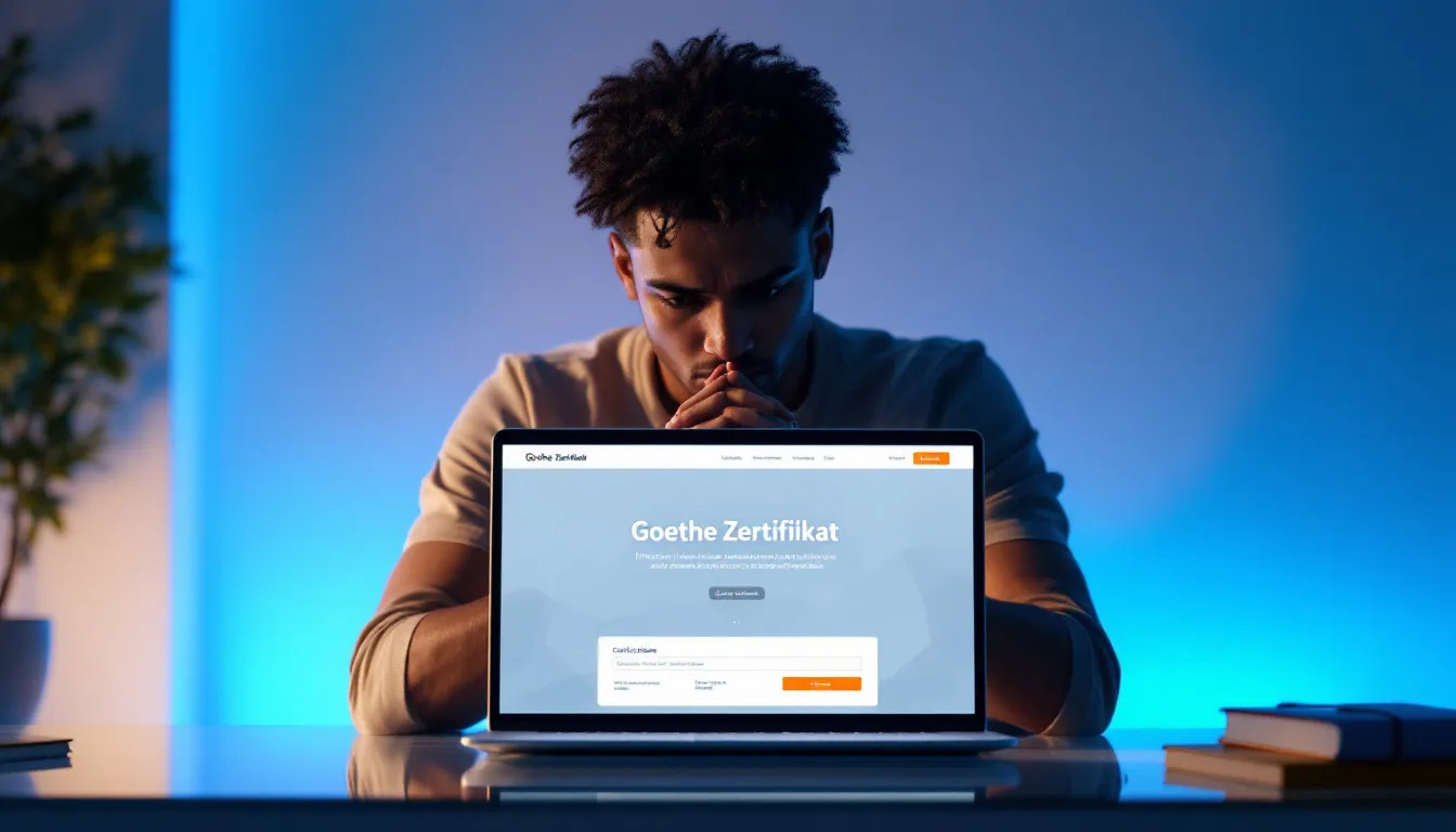 Eine Person, die über die Nachteile des Kaufs eines Goethe Zertifikats nachdenkt.