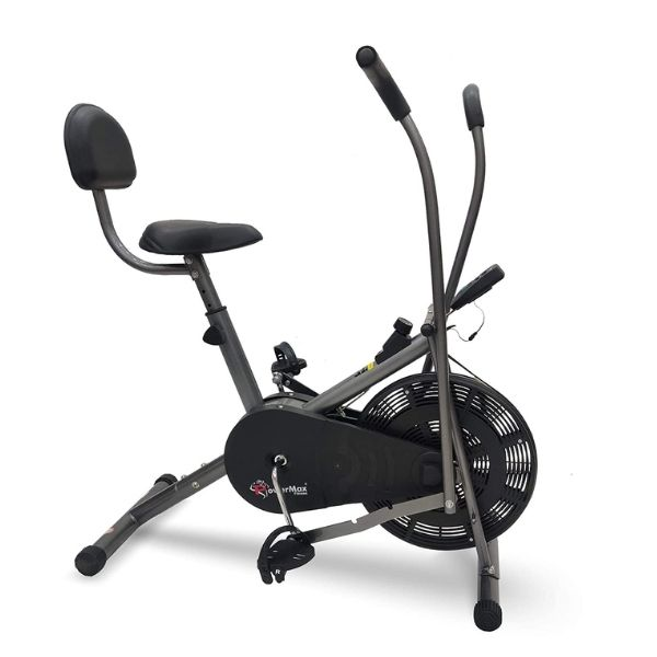 PowerMax Fitness BU-201 Air Bike/Exercise Bike with Dual Action & Back Support System