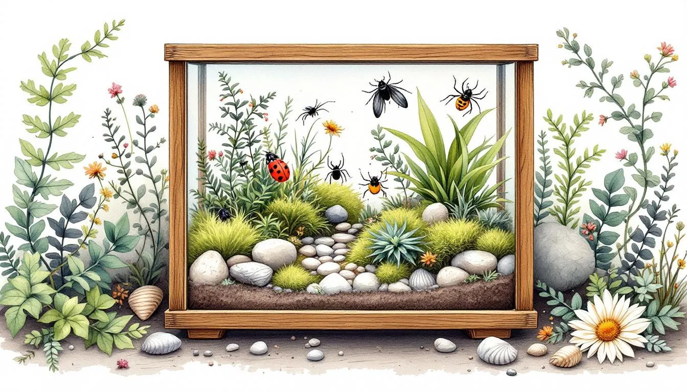 Cultivating and maintaining terrarium bugs in a well-kept environment.