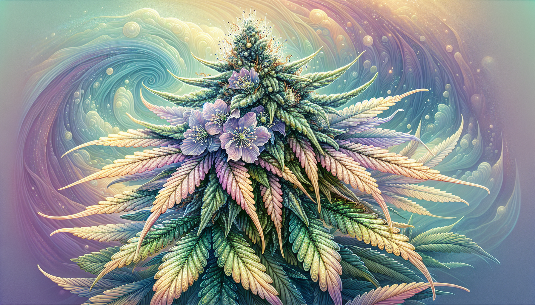 Eine Illustration der Cannabispflanze mit H4CBD Blüten.