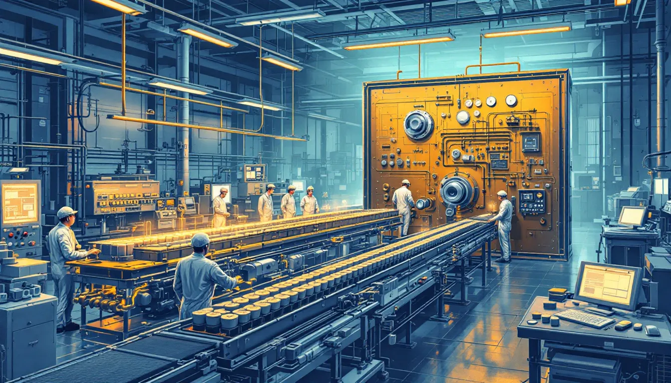 Enhancing production efficiency through monitoring in a factory environment.