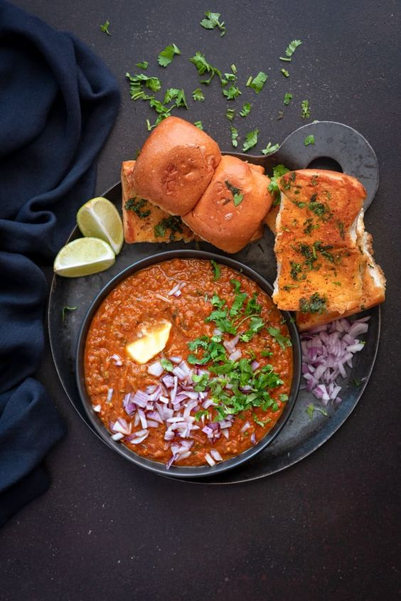Delicious pav bhaji - a popular Indian street food dish.
