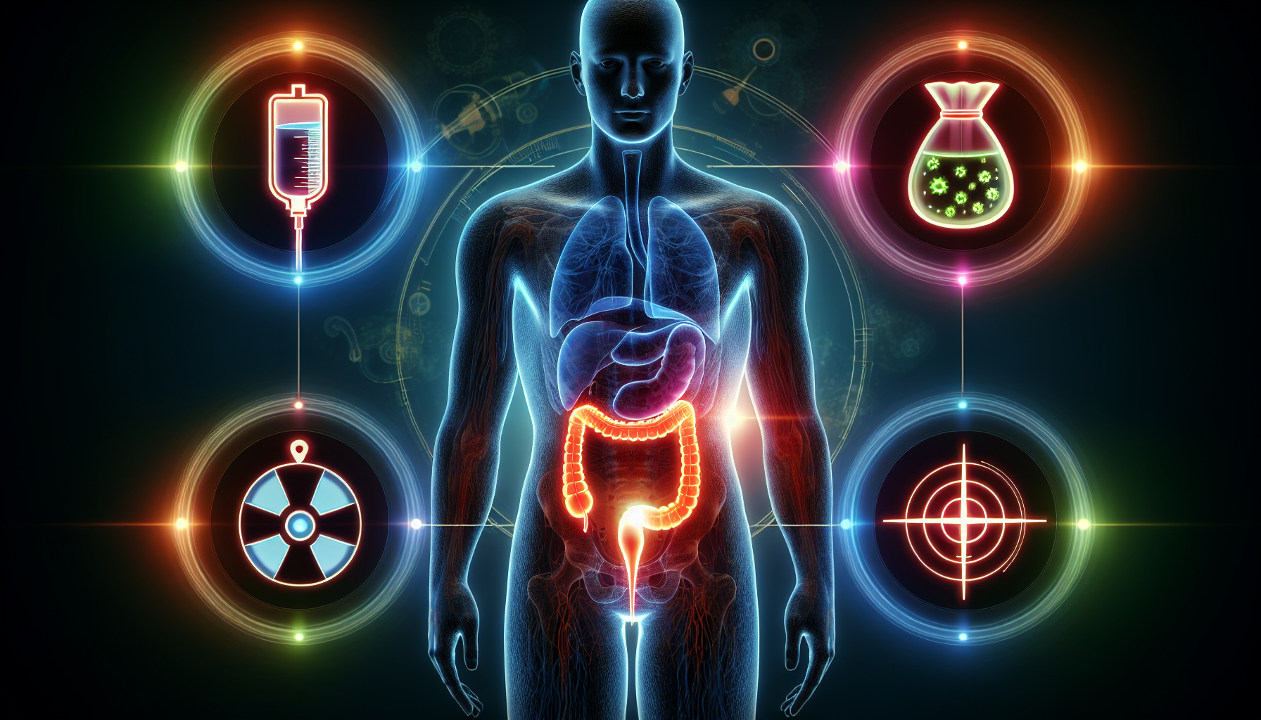 Illustration of colon cancer treatment options