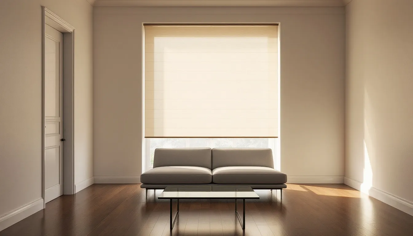 A beautifully decorated room enhanced by elegant roller shades.