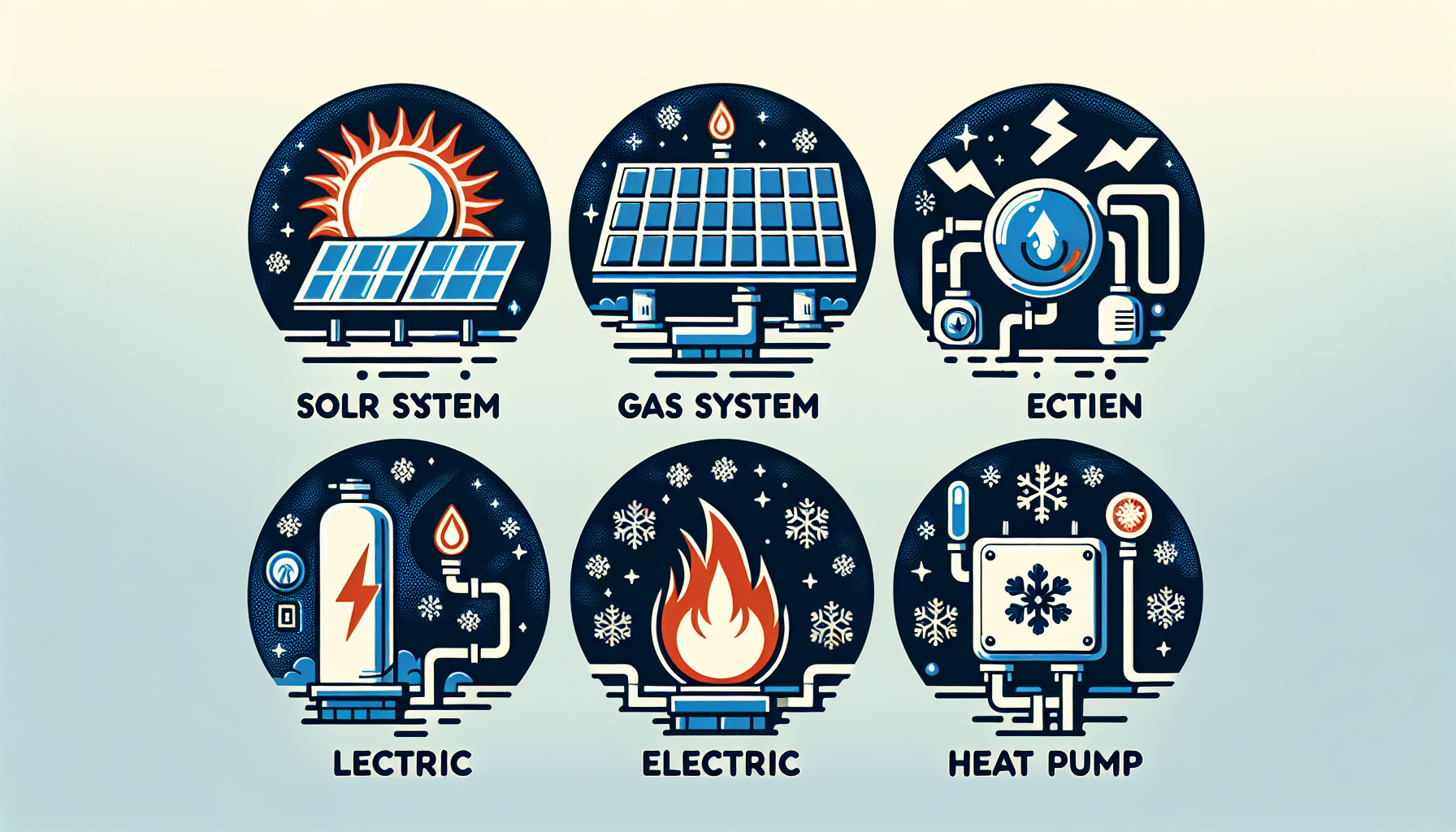 Various types of hot water systems