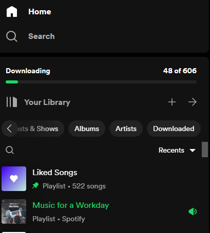 Click to the "Downloaded" under "Your Library" menu