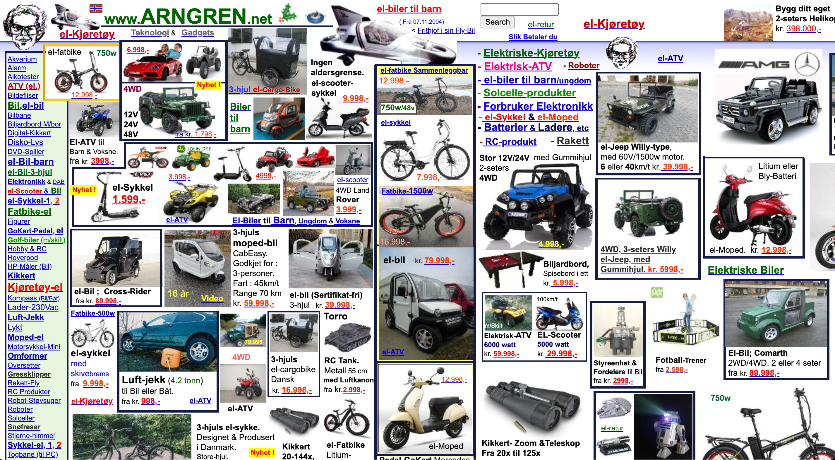 Screenshot einer veralteten Website