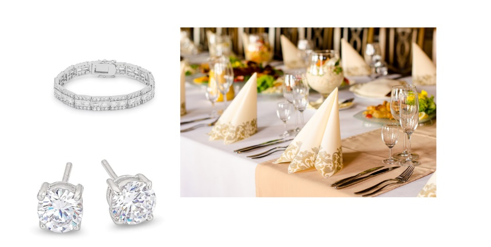                                                         Formal Wedding Venue with Classic Jewelry