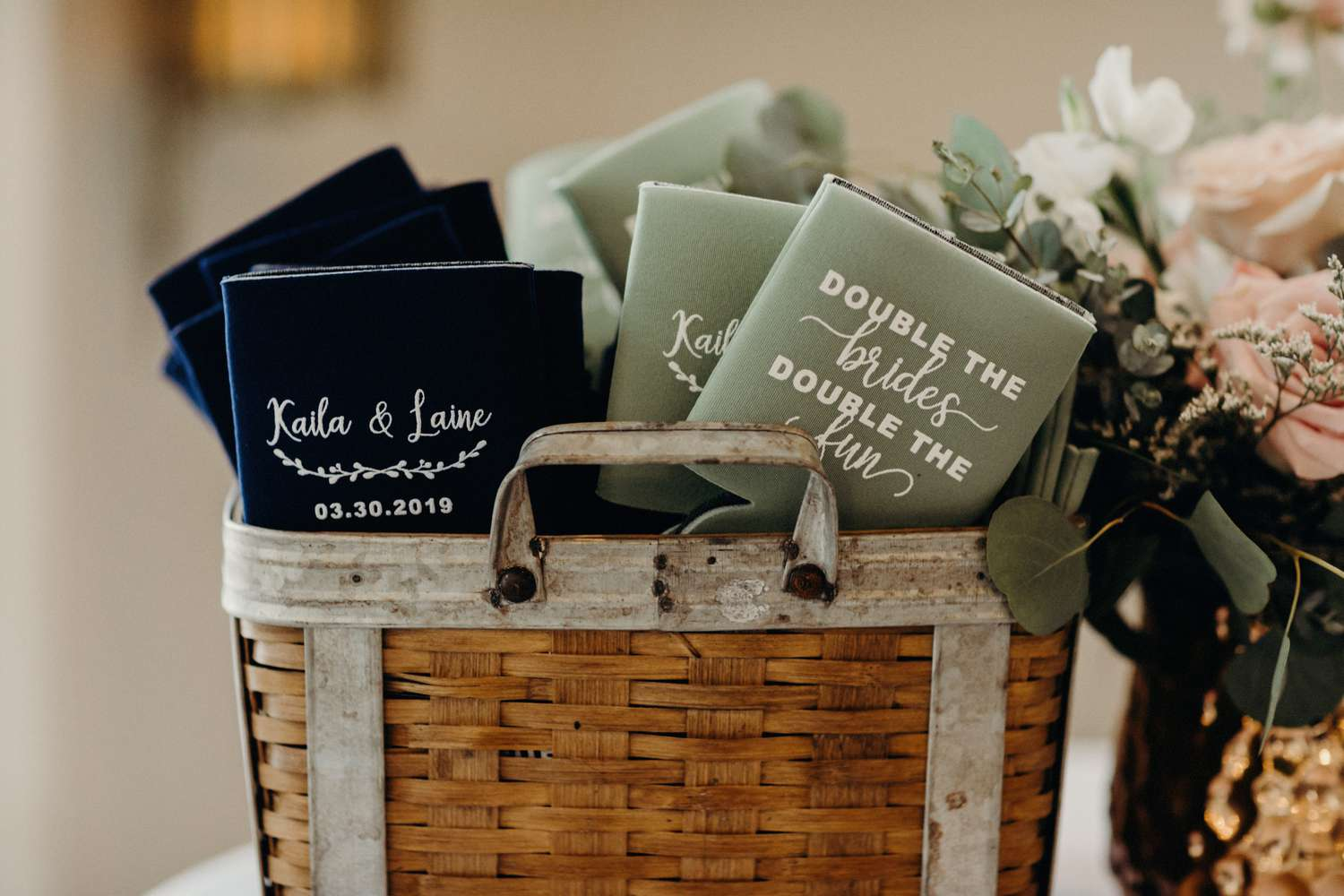 Koozies in a Basket (brides.com)