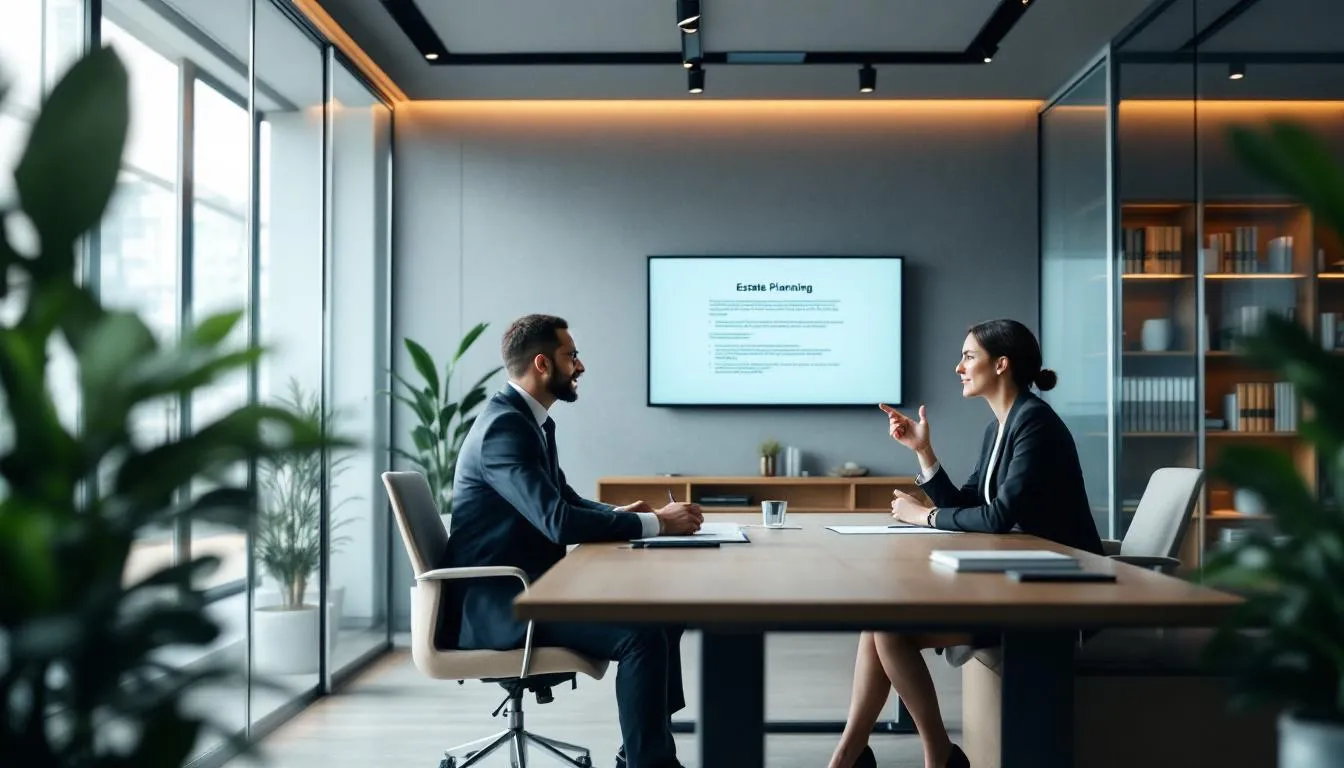 Probate administration consultation in a law office.