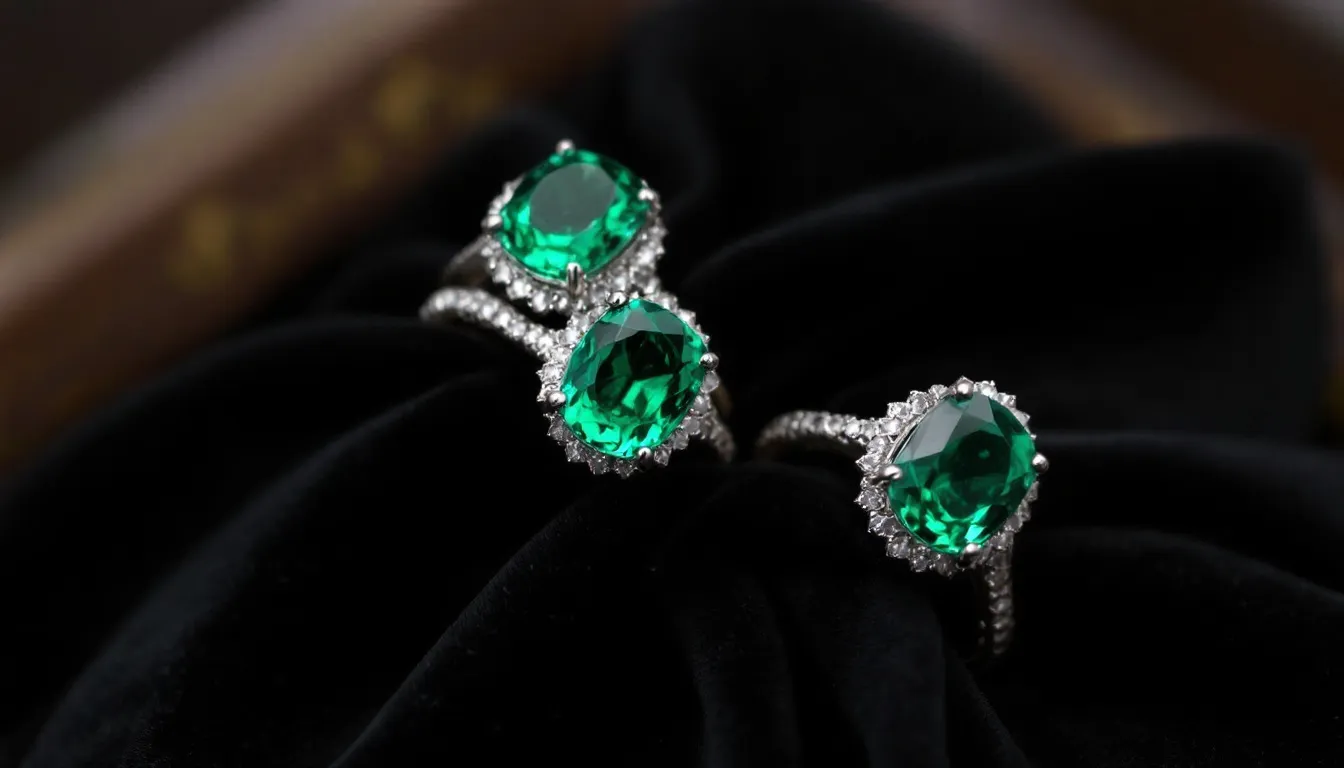 This image showcases a stunning double emerald ring featuring two oval emeralds, elegantly set amidst sparkling diamonds. The exquisite design and vibrant colour of the emeralds make it a perfect piece for discerning jewelry lovers.