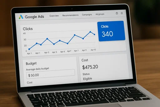 Google Ads dashboard displaying live PPC campaign performance for a Manchester business.