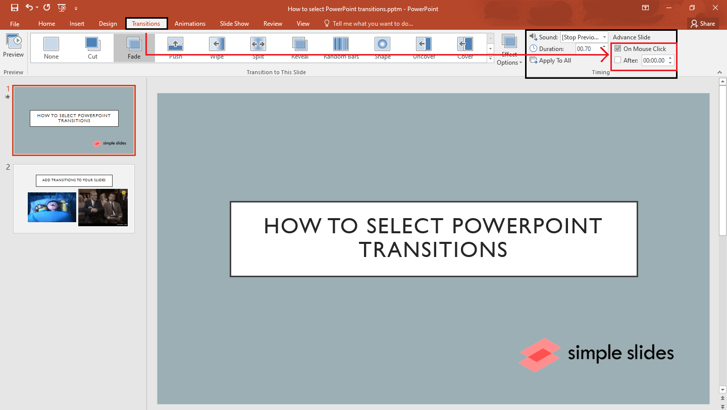 check the box beside the "Mouse on Click" into your Microsoft PowerPoint.